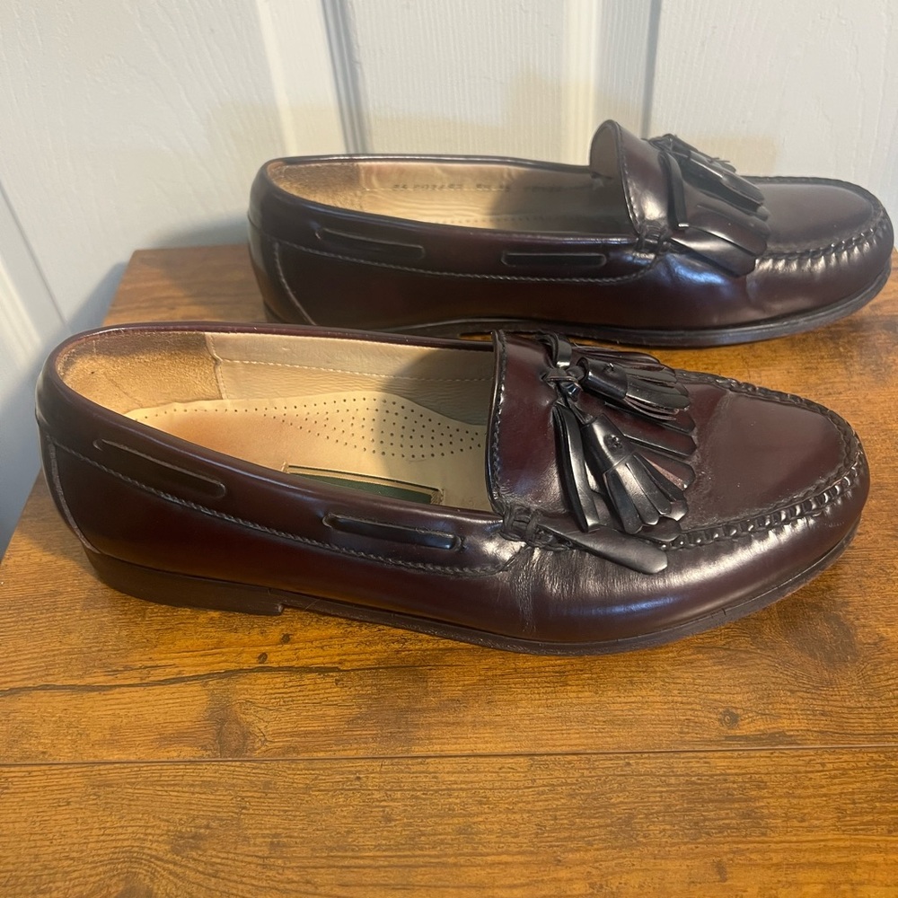 Bragano Cole Haan Men's SZ 9.5 3E Burgundy Leather Tassel Loafers Dress Shoe